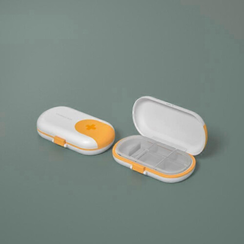(Yellow) Portable Travel Pill box Plastic Storage Container Moistureproof Pill Cutter Organizer Large Capacity Pillboxes