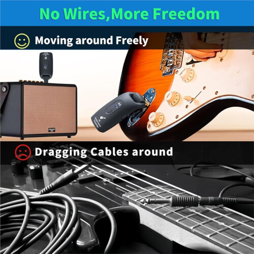 A9 Wireless Guitar System - 2.4GHz Guitar Accessories Transmitter Receiver, 24-Bit 48KHz Audio, 100ft Range, No Latency 1