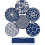 8 Pieces Drink Coasters , Blue Round Silicone Rubber Cup Pad - Blue - DD 1