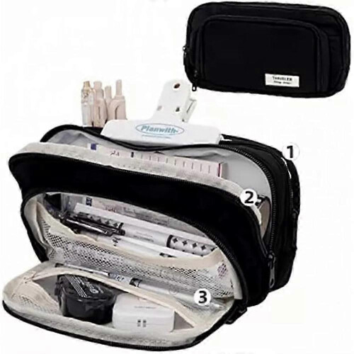 (black) Big Capacity Pencil Case, 3 Compartments Simple Storage Aesthetic Pencil Case
