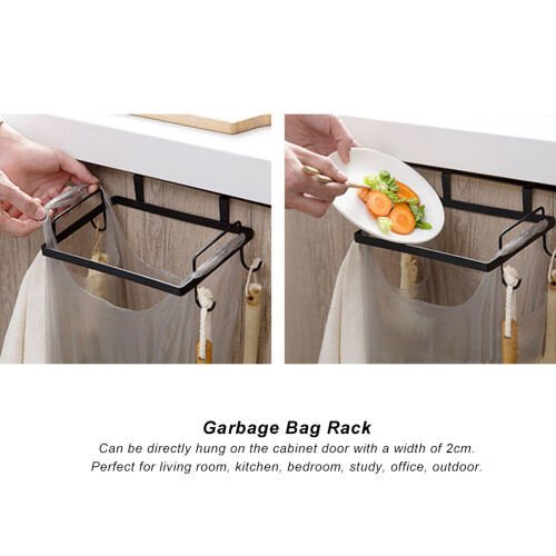 Iron Garbage Bag Rack Stand Bracket Kitchen Organizer Black 26x15.3cm