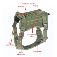 Large Dog Hiking Backpack Harness Nylon Travel Gear, S-XL, Khaki Green Black