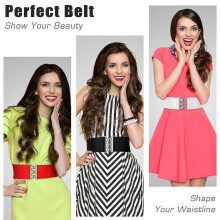 3 pieces women's vintage waist belt dress elastic cinch belt - DD01