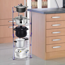 5-Tier Metal Wire Storage Rack for Kitchen Pots & Pans, Silver, 101.5x35cm