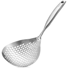 Slotted Spoon, Large Stainless Steel Strainer Large Colander Spoon Skimmer Slotted Spoon with Hanging Holes And Handle Skimmer Strainer (sliver) - RiR