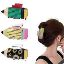 (Style4) 3pcs Pencil Hair Claw Clips Funny Teacher Hair Clips Cute Hair Jaw Barrettes Back To School Hair Accessories for Teachers Appreaction Dift