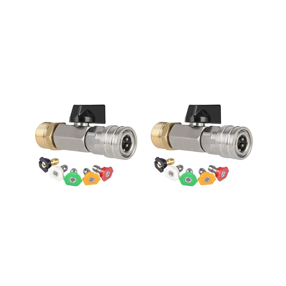 2X High Pressure Washer Valve Kit 1/4Inch Quick Connector And M22 14Mm /Off With Nozzle 6031862468916