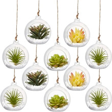 24 STKS 6CM Ronde Holle Glazen Hangende Stand Kaarshouder Bruiloft Kunst Decoratie Tafellantaarn met Elektronische Kaarsen