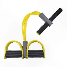 (Yellow) Fitness Resistance Bands Set with 4 Tubes, Ankle Straps and Pedal for Stretching Workouts