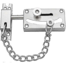 Sliding Lock Barrel Bolt Stainless Steel Security Anti-theft Chain with Screws, Silver