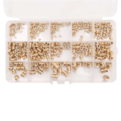 400Pcs Threaded Inserts,M2/M2.5/M3/M4/M5/M6 Thread Knurled Nuts Assortment Kit,Heat Set Insert for Plastic 3D Printing 1