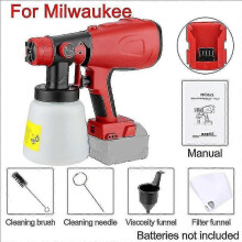 (For Milwaukee) 800ml Electric Spray Gun For Makita/dewalt/milwaukee/ 18v Battery Cordless Paint Sprayer Furniture Steel Coating Airbrush - PR