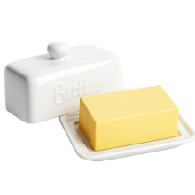 Burriera In Ceramica con Coperchio per Panetti da 500 G e 250 G, Contenitore per Burro, Resistente Contenitore In Porcellana, Lavabile In