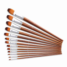 13pcs Art Paint Brushes Set with Filbert Tips, Long Wooden Handles