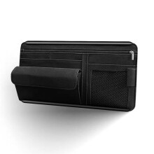 Organisateur de Pare-Soleil de Voiture, Porte-Cartes et Porte-Lunettes en Cuir Souple, Sac de Rangement pour Voiture, Résistant Aux Rayures et