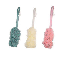 Barsinfi Pack Of 3 Shower Sponge with Handle,back Scrubber, Mesh Bath Brush with Long Handle