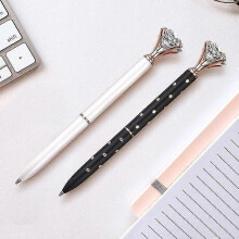 12 Large Crystal Diamond Pens Metal Ballpoint Pens for School Office (Gold) - DD01