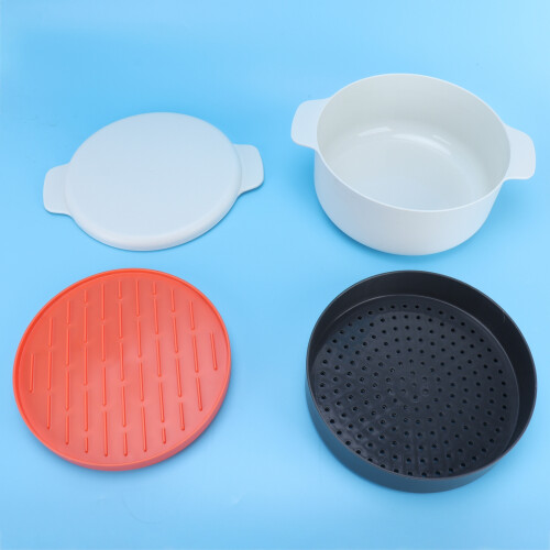 Multifunctional Round Plastic Rice Steaming Box for Microwave Oven 2