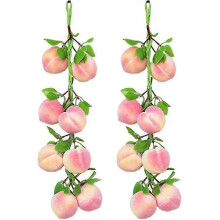 2pcs Artificial Fruit Peach Simulation Artificial Lifelike Peach Simulation Pink Peach Fake Fruit Home House Kitchen Party Decoration Food Toy Pink -