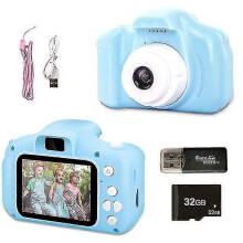 (32G TF Card, Blue) Kids Camera Waterproof 1080p Hd Screen Photography Video Camera Outdoor Toy - DD
