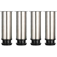Metal Adjustable Furniture Legs Stainless Steel Table Legs Adjustable Height Round Steel Legs Max Load: 15 Cm - with Screws