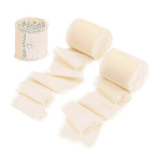 (4cmx5m, cream) 9 Rolls 4cmx5m Fringe Chiffon Ribbon for Flower Bouquet, Handmade Ribbon for Gift Wrapping, Frayed Edge Ribbon for Decorating-Good