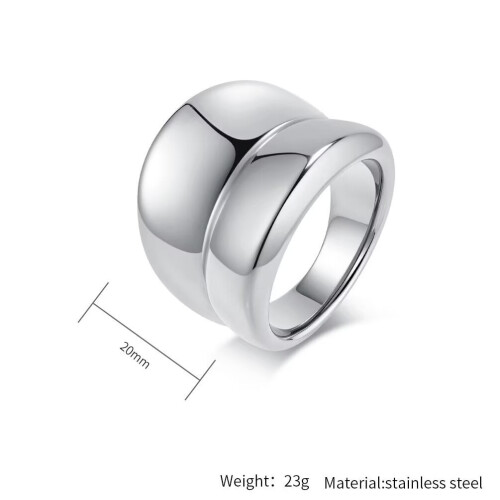 Women's Stainless Steel Classic Simplicity Design Exaggerated Ring Silver Size 6 1