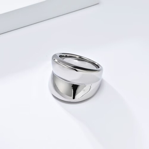 Women's Stainless Steel Classic Simplicity Design Exaggerated Ring Silver Size 6 2
