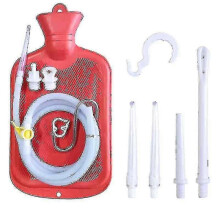 (RED) 2 L Enema Bag Home Enema Kit With 3 Enema Tips,60 Inch Long Silicone Hose, Controlable Water Flow