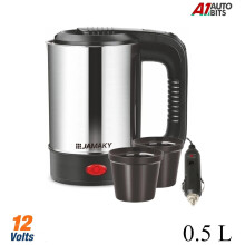 24V Car Kettle 500ML Travel Hot Water Heater Van Caravan Camper Silver