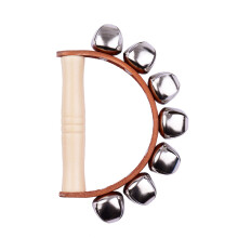 Hand Held Musical Wooden Tambourine Bell with Metal Ringtone Percussion Kids Toy