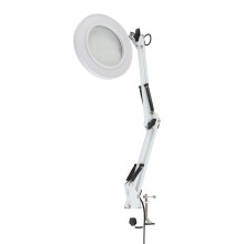 5X Magnifying Glass Clip-On LED Desk Lamp USB for Nails & Tattoo White