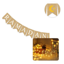 Eid Mubarak Burlap Flag Banner, Linen Hanging Decor 13*17CM