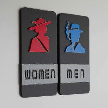 2pcs Colorful Men's And Women's Toilet Door Signs Diversity Acrylic Digital Signage Plaque Wc Wall Sticker Signboard Bathroom Signs - Plaques & Signs