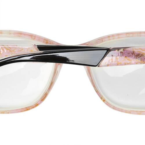 Unisex Blue Light Blocking Glasses +200, Pink Floral Frame, Elderly 2