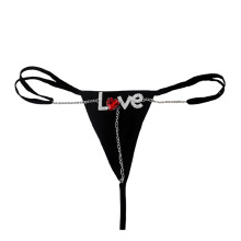 (15cm*10cm*1cm, Silver) Women Rhinestone Waist Chain Thongs Cute Heart Letter Summer Beach Rave G String T-Back Low Waist Panties