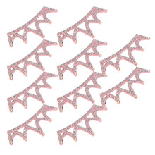10PCS Pink Crown-Shaped Rhinestone Cloth Applique Patches 10x3.7cm