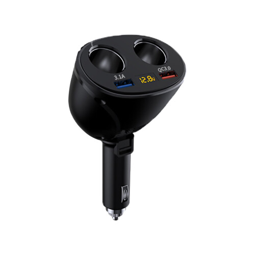 Bil USB-oplader QC3.0 Dobbeltport 3.1A med spændingsvisning 1