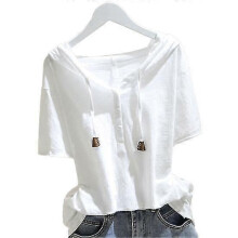(4XL,white)Women Hoodie Short Sleeves Hooded Drawstring Solid Color Loose Soft Casual Pullover Breathable Ladt Summer Top