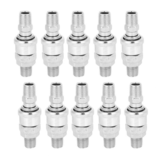 10Pcs Stainless Steel Air Compressor Quick Release Connectors, SM+PM20 1