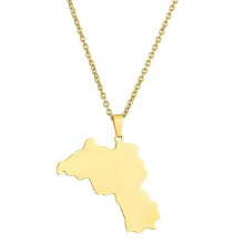 (Gold) Kurdistan Map Pendant Necklace Metal Country Territory Chain Patriotic Couple Ethnic Style Popular Personality jewelry Silver