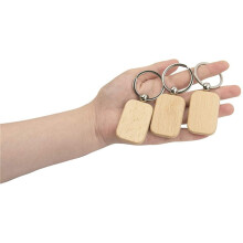 100Pcs Blank Wooden Wooden Keychain Diy Wooden Keychain Key Tag Anti-Lost Wood Accessories Gift