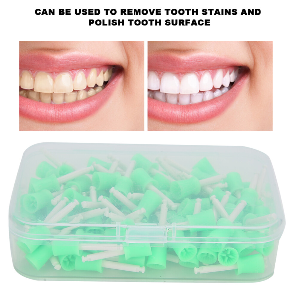 Green 100Pcs Silicone Rubber Dental Polishing Cups For Teeth Stain Removal
