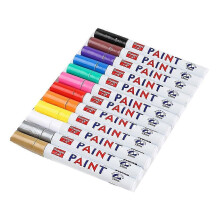 12x Paint Pen Marker Many Colours for Car Tyre Metal Glass Rubber Permanent Pens - Ri