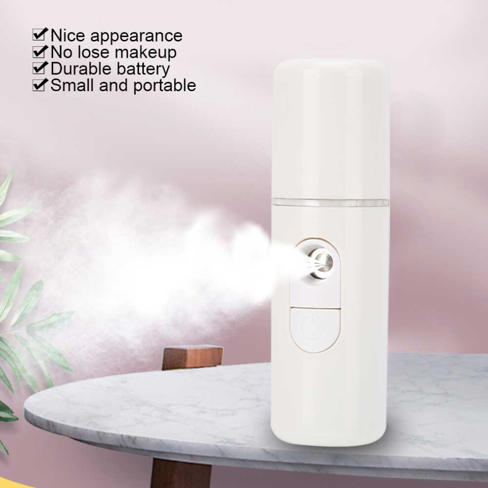 Nano Mist Sprayer 20ml Portable USB Face Steamer for Deep Hydration (White)