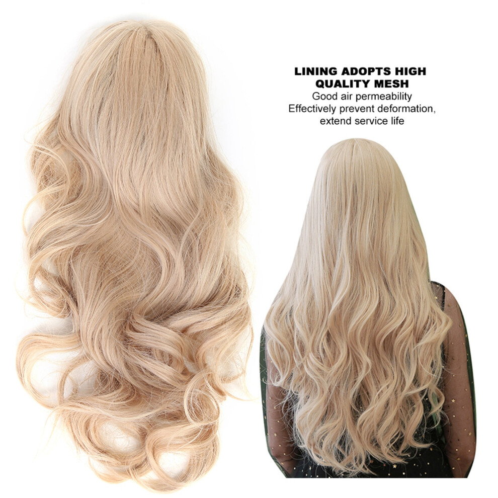 Unisex Gold Mqf270-1 Women's Long Curly Wig 71Cm High Temp Fiber Stylish Synthetic