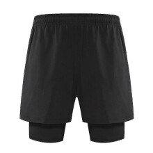 (XL) Men's 2 In 1 Active Running Shorts With 2 Zipper Pockets