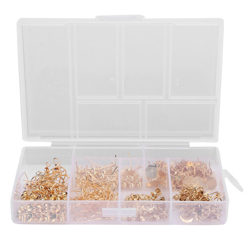 Earring Making Kit with Round Beads & Hooks - KC Gold, Silver, White K 1