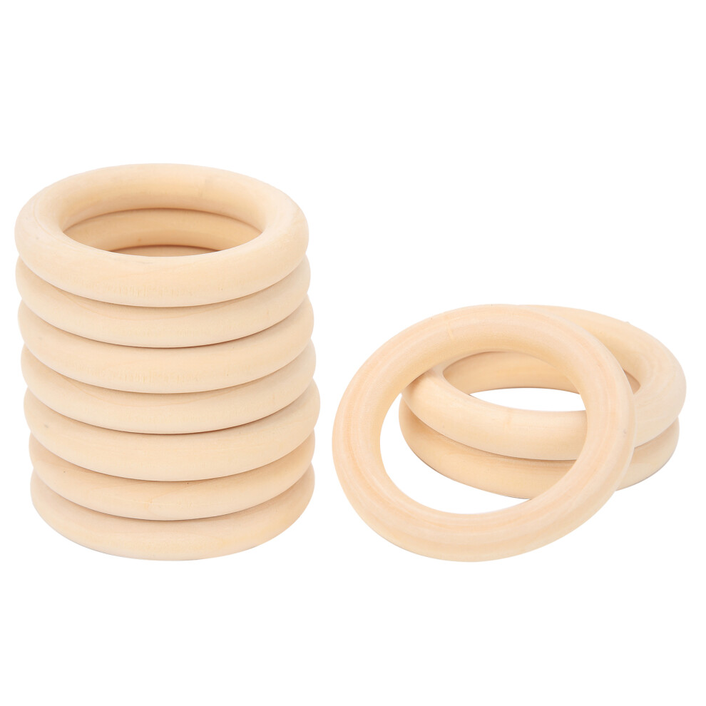 10pcs Natural Wooden Teething Rings Circles 65mm for Crafts & Decor