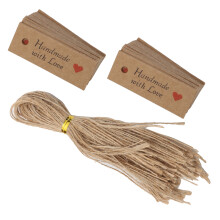 100 Kraft Paper Gift Tags for Baking Favors & Weddings with Twine